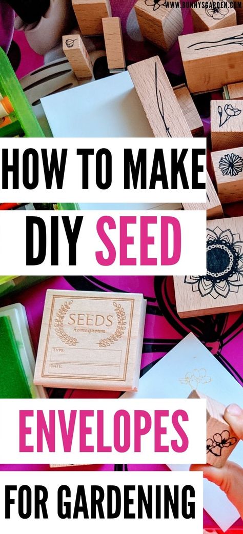 Make these DIY Seed Envelopes for Gardening with the Best Garden Crafting Supplies - Rubber Stamps, Ink, and more! Diy Seed Envelopes, Porch Bakery, Diy Seed Packets, Garden Seeds Packets, Seed Envelopes, Envelope Pattern, Crafting Tools, Diy Envelope, Diy Stamp