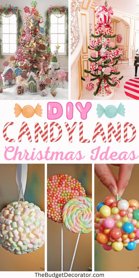 Candyland Christmas Decorations, Candy Theme Decorations, Diy Candyland, Candy Decorations Diy, Diy Christmas Candy, Gingerbread Christmas Tree, Candy Christmas Tree, Gingerbread Christmas Decor, Candyland Christmas