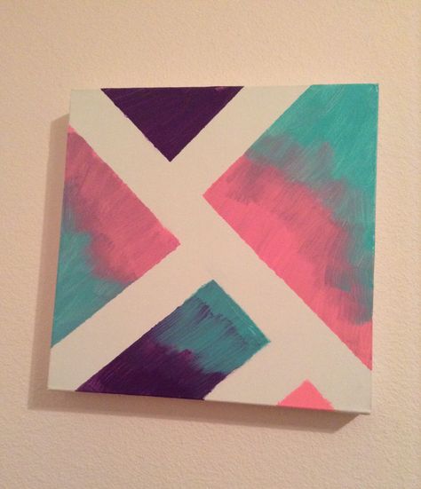 Painting With Tape Designs On Canvas, Tape Painting Patterns, Tape Painting Ideas, Painting Tape Designs, Tape Art Ideas, Painters Tape Design, Canvas At Home, Painters Tape Art, Masking Tape Art