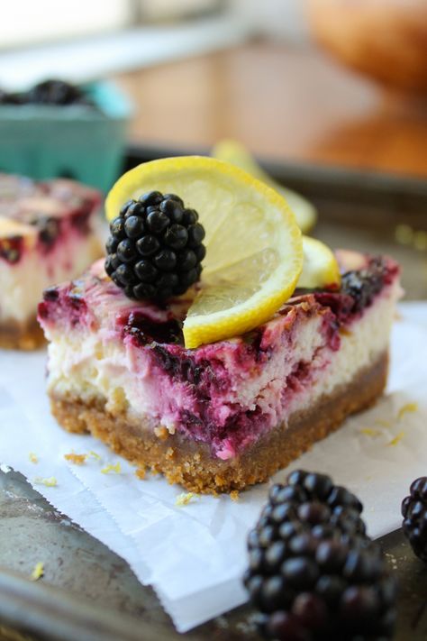 Slice Of Cheesecake, Blackberry Lemon, Lemon Cheesecake Bars, Coconut Dessert, The Food Charlatan, Blackberry Recipes, Food Charlatan, Brownie Desserts, Oreo Dessert