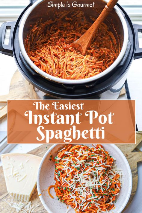 Spaghetti In The Instant Pot, Best Instant Pot Spaghetti, Instant Pot Spaghetti No Meat, Chicken Spaghetti Instapot, Spaghetti Instant Pot Recipes, Spaghetti In Instant Pot, Ip Spaghetti, Spaghetti Instant Pot, Instant Pot Noodles