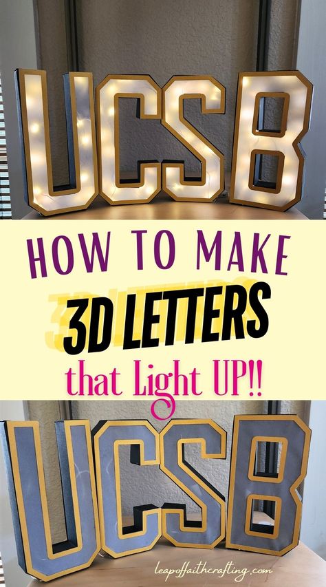 Learn how to make 3d letters with a Cricut machine that light up! Use any letters or monogram to make DIY decor or party decorations or you can also use the files to make shaker 3d box letters or numbers. One 3d Letters Diy, How To Make 3d Letters, Ancient History Projects, 3d Letters Diy, Box Letters, Wire Letters, How To Make Letters, Light Up Box, 3d Alphabet