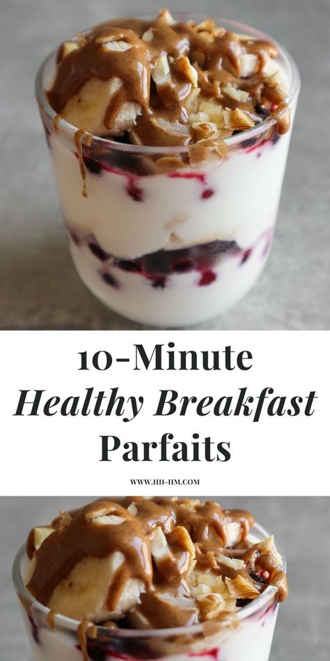 Pack these 5-minute healthy breakfast parfaits in a jar or an airtight compartment container for a quick and easy breakfast idea on the go! Yogurt Jars Healthy Breakfasts, Yogurt Parfait Healthy, Easy Parfait, Yogurt Ideas, Breakfast Parfait Recipes, Healthy Yogurt Parfait, 300 Calorie Breakfast, Diy Parfait, Breakfast Parfaits