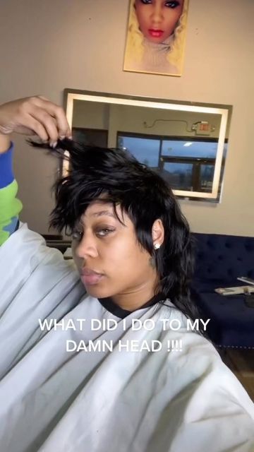 Black Woman Mullet Hair, Mullets Black Women, Teyana Taylor Mullet Hairstyle, Mullet Hairstyles Black Women, Quickweave Mullet, Mullet Hairstyle Women Black Woman, Mullet Weave, Mullet Wig Black Woman, Mullet Hairstyles For Black Women