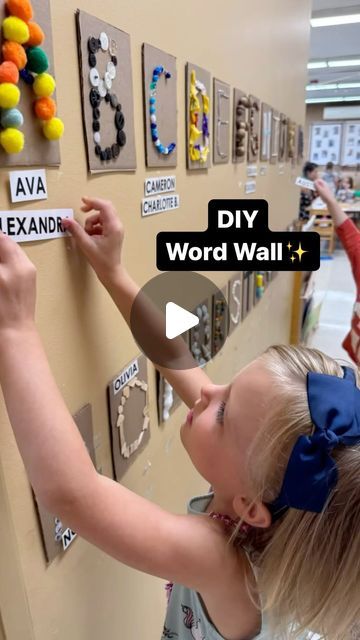 Elizabeth ✨ Preschool for You | DIY Word Wall✨ 

Why make your own word wall rather than purchasing pre made letters? Let me list the ways… the kids are taking an active... | Instagram Preschool Word Wall Ideas, Word Wall Preschool, Preschool Word Walls, Word Wall Kindergarten, Thema Letters, Classroom Word Wall, Childcare Ideas, Sensory Wall, Early Years Educator