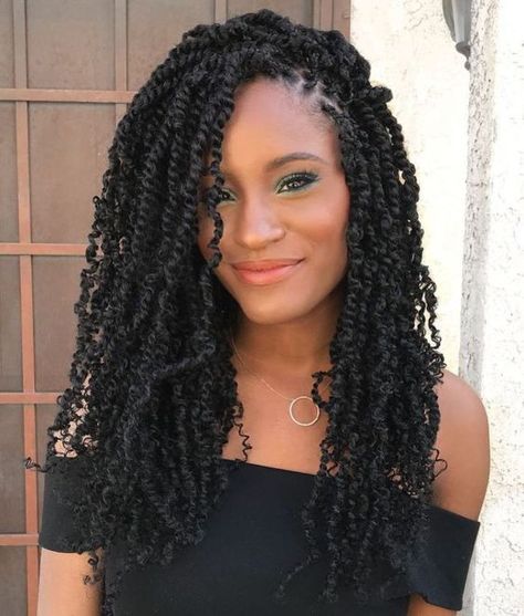 Black Curly Twists Curly Braided Hairstyles, Hot Hairstyles, Hair Layered, Different Braids, Tree Braids, Curly Hair Braids, Layered Hairstyles, Hairstyles Braided, Colorful Crochet