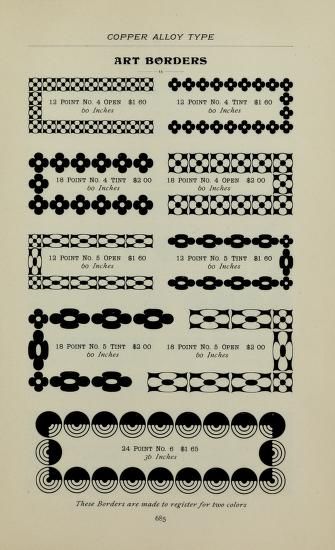 Specimens of type, borders, ornaments, brass rules and cuts, etc. : catalogue of printing machinery and materials, wood goods, etc : American Type Founders Company : Free Download, Borrow, and Streaming : Internet Archive Illuminated Manuscript, Graphic Design Typography, Types Of Art, Design Reference, Graphic Design Inspiration, Textures Patterns, Design Inspo, Internet Archive, Pattern Art