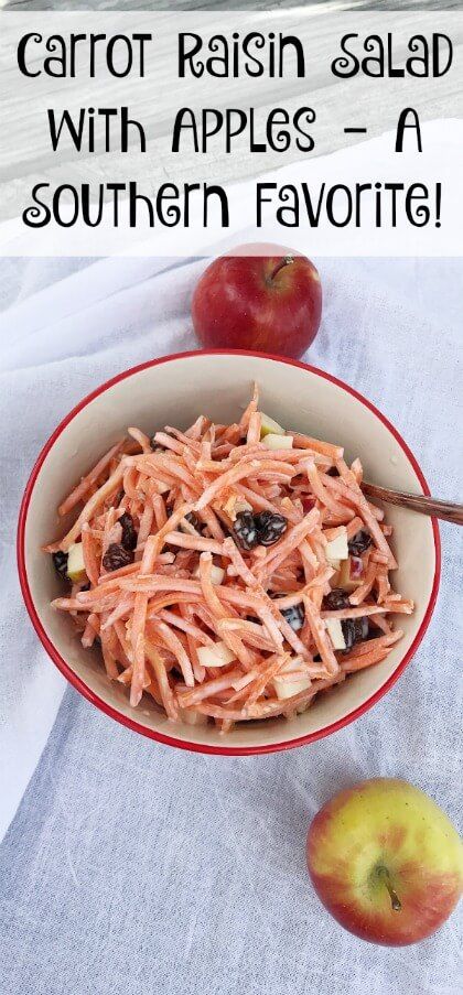 Looking for an easy and delicious salad? Try this Southern favourite...Carrot Raisin Salad with Apples. Made with ingredents you have in your kitchen every day. Carrot Apple Salad Recipes, Apple Carrot Raisin Salad, Apple Raisin Salad, Carrot Salads, Carrot And Raisin Salad, Carrot And Apple Salad, Carrot Apple Salad, Raisin Salad, Carrot Raisin Salad