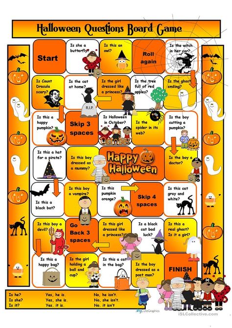 Vowels Worksheet, Halloween Questions, Halloween Board Game, Halloween Board, Halloween Crafts Preschool, Halloween Worksheets, Halloween Classroom, English Games, Games Printable