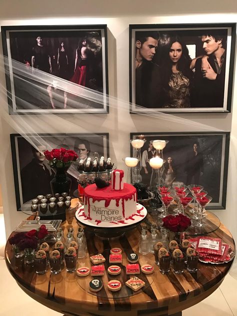 Vampire Diaries Party Food, Tvd Themed Birthday Party, The Originals Birthday Theme, The Vampire Diaries Themed Party, Gothic 18th Birthday, Tvd Themed Party, Tvd Birthday Party, Vampire Diaries Birthday Theme, The Vampire Diaries Birthday Cakes