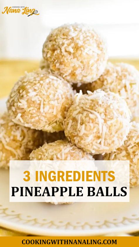 Here is a Pineapple Balls 3 Ingredient Pecan Log, Pineapple Coconut Balls, Appetizers Desserts For Party, Coconut Candy Recipe 3 Ingredients, Pineapple Christmas Balls Recipe, Pineapple Treats For Party, Boozy Pineapple Bites, Pineapple Balls Recipe, Recipes Using Dried Pineapple