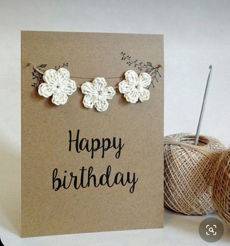 Happy Birthday Cards Handmade, Birthday Wishes Flowers, Birthday Card Handmade, Birthday Card Craft, Flowers Card, Card Simple, Fabric Cards, 카드 디자인, Birthday Cards Diy