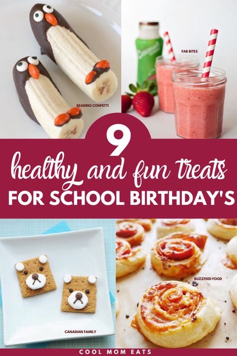 Healthy Preschool Birthday Treats, Health Birthday Treats, Healthy Snacks For Classroom Party, Healthy Classroom Snacks School Birthday, Healthy Daycare Birthday Treats, 1st Birthday Treats For Daycare, School Approved Birthday Treats, Cute School Birthday Treats, First Birthday Treats For Daycare