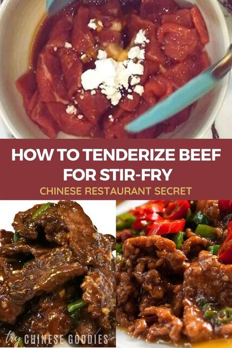 How To Tenderize Beef, Tenderize Beef, Meat Tenderizer Recipe, Peper Steak, Chinese Beef Recipes, Beef Stir Fry Recipes, Mongolian Beef Recipes, Homemade Chinese Food, Asian Beef