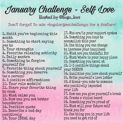 It’s that time! #januarychallenge is up! Don’t forget to use #bujolorijanchallenge for a feature! .  .  Who’s in?? January Journal Challenge, January Self Care Challenge, January Self Care, January Journal Prompts, January Journal, January Challenge, Self Care Challenge, Writing Journals, Journal Questions