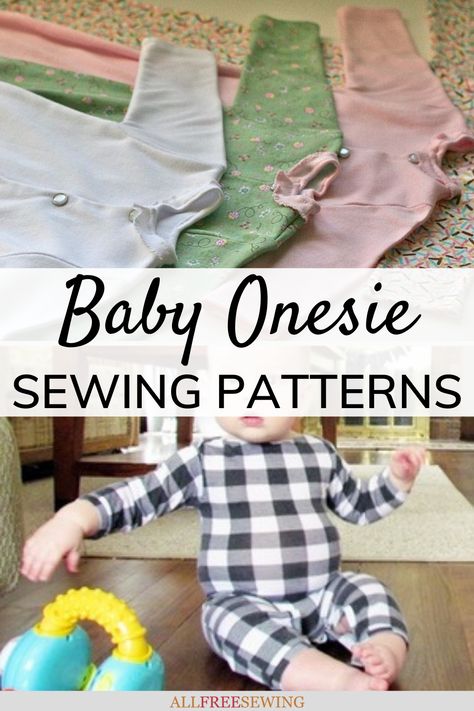 18 Baby Onesie Sewing Patterns | A one-piece clothing item is the perfect baby sewing idea because it is easy to make and new moms are always in need of new onesies. Clothing Sewing Patterns Free, Free Baby Clothes, Baby Sewing Patterns Free, Onesie Pattern, Boys Sewing Patterns, Baby Clothes Patterns Sewing, Boy Sewing, Diy Baby Clothes, Sewing Baby Clothes