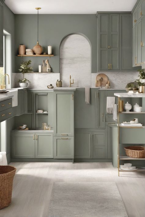 1. Green-gray cabinets
2. Cabinet paint colors
3. Trending colors 2024
4. Cabinet design ideas Dried Thyme Paint Color, Green Sherwin Williams Cabinets, Green Paint For Cabinets, Cabinet Paint Colors 2024, Rosemary Sherwin Williams Cabinets, 2024 Green Paint Color Trends, Grayish Green Paint Colors, Sherwin Williams Green Cabinets, Gray Green Kitchen Cabinets