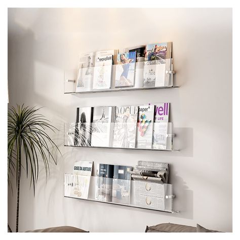 Acrylic Bookcase, Wall Shelf Rack, Floating Books, Floating Bookshelf, Furniture Storage Cabinets, Acrylic Shelf, Countertop Storage, Magazine Holder, Kids Bookcase