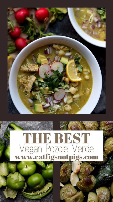 Vegan Pozole Verde Vegetarian Pozole Recipe, Vegan Pozole Recipe, Vegan Pozole, Vegan Table, Chicken Pozole, Mexican Things, Pozole Verde, Pozole Recipe, Cooking Vegan