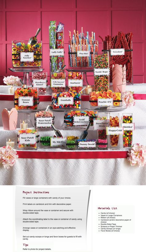 Wedding Candy Bar Buffet, Wedding Reception Food Buffet, Wedding Candy Table, Reception Buffet, Buffet Wedding Reception, Bar A Bonbon, Candy Bar Party, Candy Buffet Wedding, Candy Buffet Tables