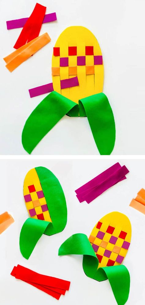 You can make this fun fall Indian corn weaving felt toy for your pre-schooler or kinder in minutes! Fantastic fine motor skill and pattern-making practice! via barley & birch Calico Corn, Preschool Fine Motor Skills, Fall Crafts For Toddlers, Preschool Fine Motor, Kindergarten Crafts, Diy Felt, Fall Crafts For Kids, Weaving Projects