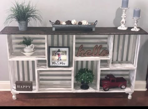 Shelves From Crates, Wooden Crate Shoe Storage, Diy Crate Storage Ideas, Crate Ideas Diy Home Decor, Crate Coffee Bar, Apple Crate Ideas, Diy Crate Shelf, Crates Ideas, Wooden Crate Furniture