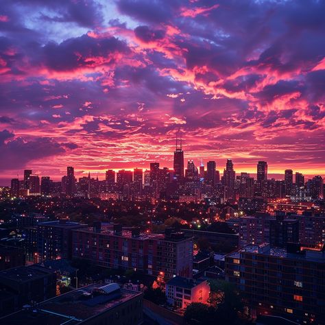 Sunset City Silhouette: A breathtaking #sunset paints the sky in vivid shades of pink and purple over the #cityscape. #skyline #dusk #vibrant #aiart #aiphoto #stockcake ⬇️ #Download and 📝 #Prompt 👉 https://stockcake.com/i/sunset-city-silhouette_363858_239534 Purple Skyline, City Sunset, City Silhouette, Purple Sunset, Sunset City, Silhouette Images, Summer Landscape, Dream City, Sunset Painting