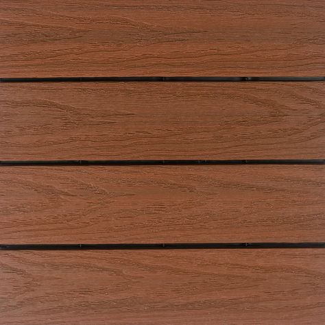 NewTechWood 12" x 12" Composite Interlocking Deck Tile in Honduran Mahogany | Wayfair Composite Deck Tiles, Exterior Texture, Mahogany Decking, Cabin Deck, Deck Outdoor, Interlocking Deck Tiles, Tin Cup, Polished Plaster, Composite Deck