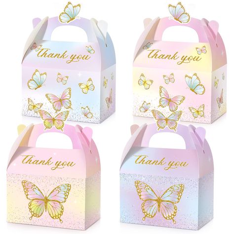 PRICES MAY VARY. Butterfly Party Supplies: you will get 24 pieces of pink and purple butterfly candy bags boxes, contains 4 styles, each style 3 pieces, which are enough for your party decoration and replacement needs Material Detailed: the butterfly theme party favors boxes are made of 300g white thick cardboard, which is sturdy and stable, safe and reliable, not easy to fade or break; The butterfly themed bag comes with a flat packed for easy storage, and the nice material can serve you at the Butterfly Theme Party Favors, Gift Box For Birthday, Pink And Purple Butterfly, Box For Birthday, Butterfly Party Favors, Butterfly Theme Party, Sleepover Birthday Parties, Butterfly Birthday Party, Unique Gift Wrapping