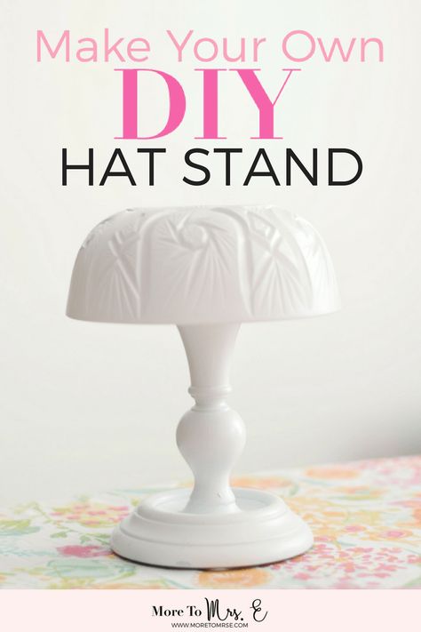 Make Your Own DIY Hat Stand Hat Stands Diy Ideas, Diy Hat Design, Diy Hat Holder, Diy Hat Display, Diy Hat Stand, Hat Centerpieces, Repurposed Dishes, Hat Displays, Craft Fair Booth Display