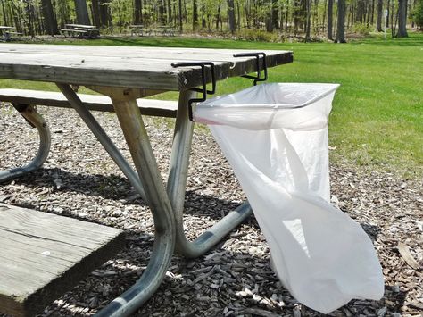 Trash-Ease™ portable, reusable, adjustable trash bag holder Cooking Outside, Trash Bag Holder, Pop Up Tent Trailer, Garbage Bag Holder, Garbage Storage, Bbq Essentials, Easy Backyard, Family Camping Trip, Pop Up Tent