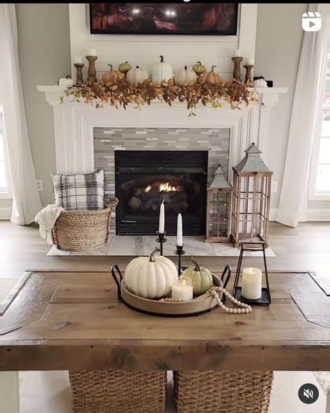 25+ Fall Mantel Decor Ideas 2024: Cozy Up Your Fireplace with Fall Flair Fall Dining Room Table Decor, Korean Bedroom, Fall Dining Room Table, Fall Mantle Decor, Fall Dining Room, Modern Fall Decor, Fall Fireplace, Fireplace Mantle Decor, Autumn Dining