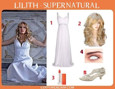 Dress Like Lilith From Supernatural, Lilith Halloween Costume, Cosplay, Costume, Outfit Guide Lilith Goddess Costume, Lilith Costume Halloween, Goddess Costume Ideas, Lilith Costume, Supernatural Halloween Costumes, Supernatural Inspired Outfits, Supernatural Halloween, Lilith Goddess, Supernatural Outfits