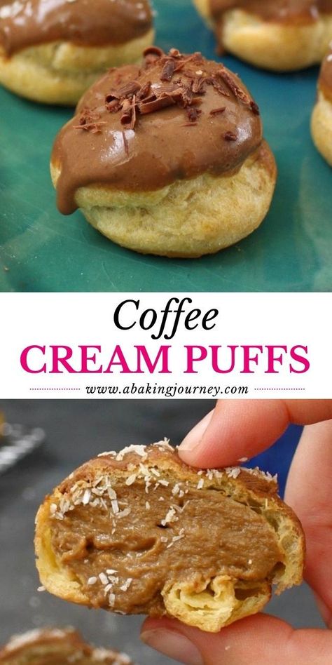 Coffee Cream Puffs, Cacao Coffee, Coffee Pastry, Choux Cream, Choux Buns, Pastry Cream Recipe, Pastry Cream Filling, Cream Puff Recipe, Oregon House