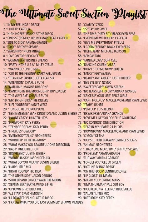 90 the best songs for a sweet sixteen. Sweet 16 Planning Checklist, Sweet 16 Songs List, 18th Birthday Song Playlist, Things To Have At Your Sweet 16, Birthday Themes For Sweet 16, 16 Birthday Playlist, Sweet 16 Speech, Sweet Sixteen Checklist, Planning A Sweet 16 Checklist