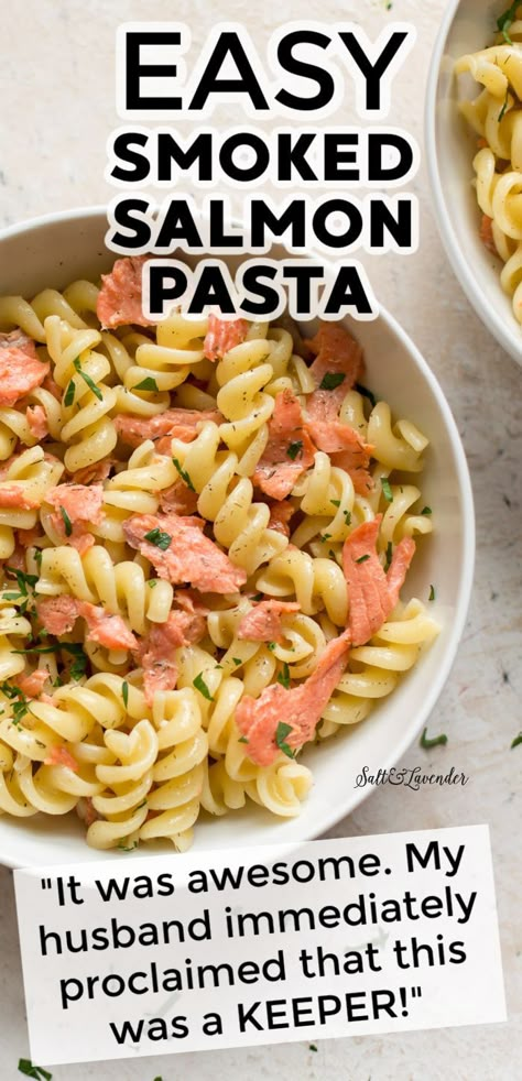 Smoked Salmon Pasta Healthy, Smoked Salmon And Pasta Recipes, Pasta With Smoked Salmon Recipe, Smoked Salmon Pasta Recipes No Cream, Pasta Smoked Salmon, Smoked Salmon Recipes Healthy, How To Use Smoked Salmon, Pasta Salad With Salmon, Smoked Salmon Meal Prep