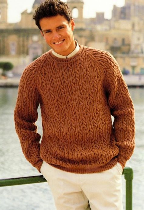 Cable Sweater Raglan Sleeves Man's Sweater 38 48 DK Knitting Pattern PDF Instant Download - Etsy Mens Fall Sweaters, Mens Knit Sweater Pattern, Pullover Sweaters Pattern, Mens Winter Sweaters, Cable Knit Sweater Pattern, Raglan Knit, Sweater Outfits Men, Male Sweaters, Mens Knit Sweater