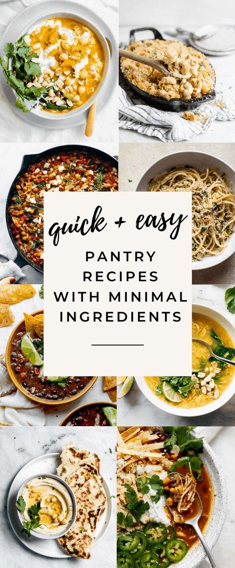 Pantry recipes using staple ingredients you already have in your cupboard! These easy recipes made with minimal ingredients taste gourmet but come together in a pinch! Recipes With Minimal Ingredients, Pantry Recipes, Healthy Pantry, Broma Bakery, Tomato Soup Homemade, Meatless Dinner, Easy Family Meals, Food Pantry, Food Staples