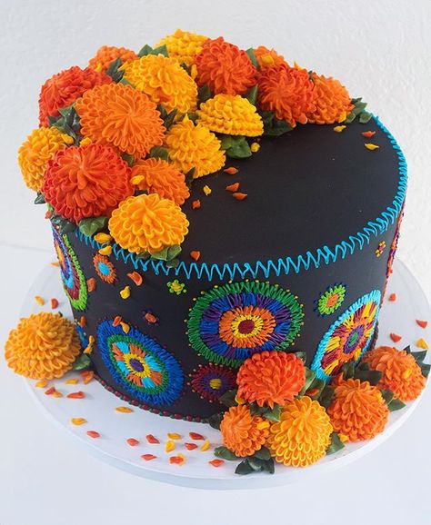 Dia De Los Muertos Party Ideas, Torte Creative, Fall Cake Recipes, Fiesta Cake, Fall Cake, Torte Cupcake, Cake Artist, Fall Cakes, Halloween Cakes