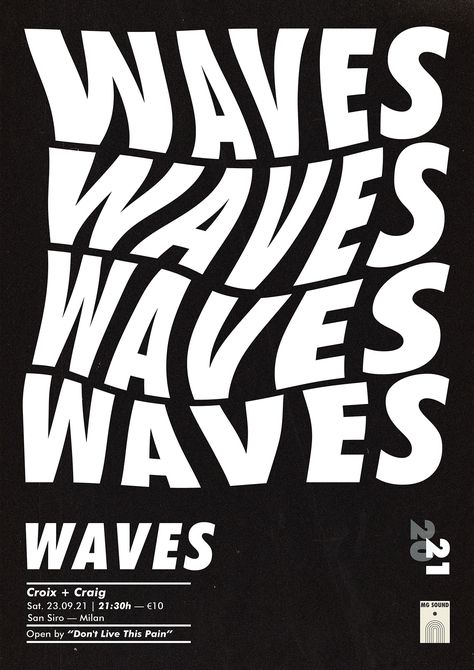 Waves - Music Event on Behance Ocean Typography Design, New Wave Graphic Design, Typography Music Poster, Music Typography Poster, Typography Event Poster, Artist Flyer Design, Musical Typography, Waves Typography, Music Event Poster Design