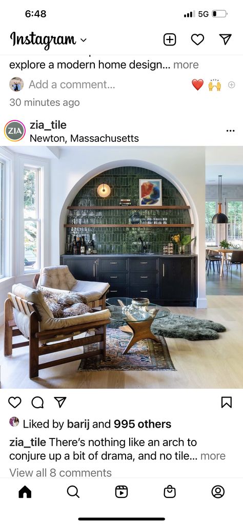 Pass Through Wet Bar, Arched Home Bar, Bar Nook Wallpaper, Dining Room With Dry Bar, Formal Living Room Bar Ideas, Arched Bar Area, Arched Dry Bar, Arched Bar Nook, Arched Built In Bar