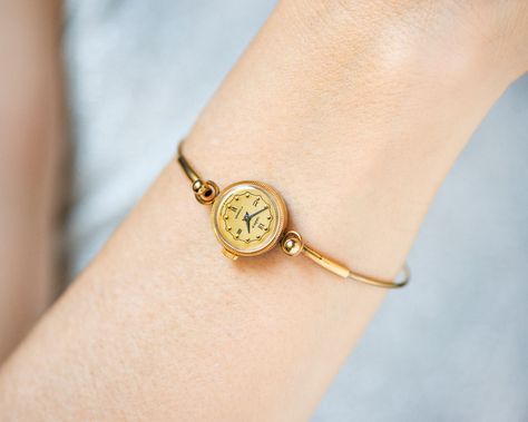 Tiny Bracelet, Cocktail Watch, Vintage Gold Watch, Small Watch, Watch Jewelry, Watch For Women, Women Wrist Watch, Roman Numerals, Last Minute Gifts