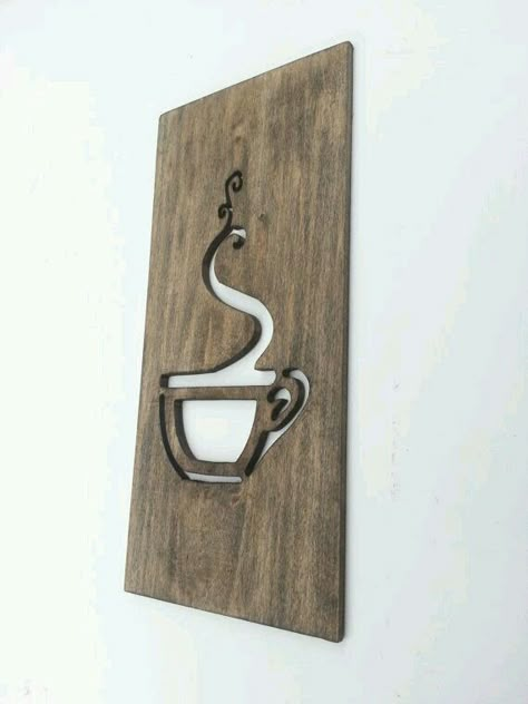 . Coffee Sign, Diy Holz, Wood Home, Coffee Decor, Art Coffee, Wood Home Decor, Coffee Signs, Wood Plaques, Unique Wall Art