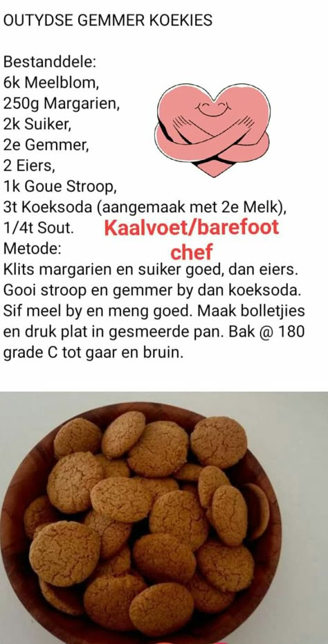 Soet Koekies Resep, Gemmer Koekies Resep, Ginger Biscuits Recipe South Africa, Crunchies Recipe South Africa, Klein Koekies Resepte, Coffee Cookies Recipe, 100 Cookies Recipe, Butter Cookie Recipe Easy, Easy Homemade Cookies