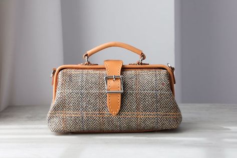 Harris Tweed Doctor Bag Harris Tweed Bag, Tweed Bag, Doctor Bag, Harris Tweed, Leather Work, Bag Women, Leather Working, Bags Women, Shoulder Bags