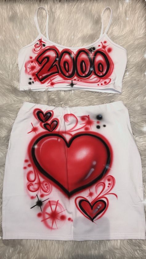 Personalized Airbrush Sexy 2 Piece Outfits Strap Crop Top Skirt Set Airbrush Outfits, Birthday Skirt, Airbrush T Shirts, Airbrush Designs, Birthday Outfit For Women, 21st Birthday Photoshoot, Pink Birthday Cakes, Red Valentine, Custom Airbrushing