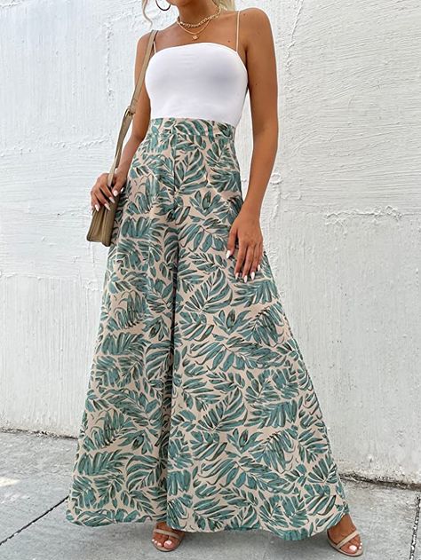 MakeMeChic Women's Palazzo Pants Casual High Waist Flowy Loose Wide Leg Pants at Amazon Women’s Clothing store Loose Fitting Pants Women, Wide Casual Pants, Womens Clothing Styles 2023, High Waste Wide Leg Pant, Summer Pallazo Pants, Loose Pants Women Outfit, Wide Summer Pants, Loose Palazzo Pants, Very Wide Leg Pants