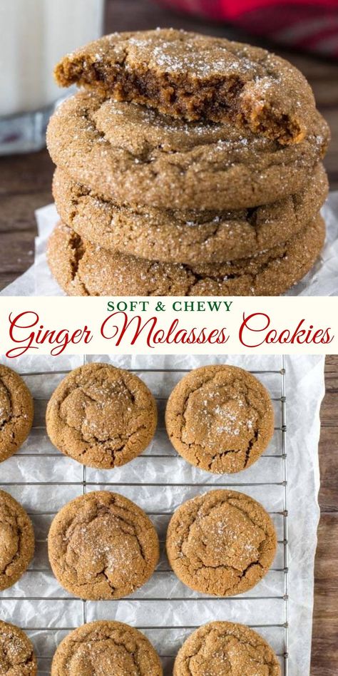 Chewy Ginger Molasses Cookies, Ginger Cookie Recipes, Ginger Molasses, A Glass Of Milk, Ginger Molasses Cookies, Molasses Cookies, Ginger Snap Cookies, Ginger Cookies, Chewy Cookie