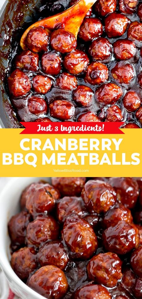 Cranberry BBQ Meatballs are easy to make and require just three simple ingredients. Make them on the stovetop or in the crockpot. Krampus Party Food, Meatballs Stovetop, Cranberry Bbq Meatballs, Cranberry Meatballs, Bbq Meatballs, Appetizer Meatballs, Elegant Appetizers, Christmas Recipes Appetizers, Bacon Appetizers