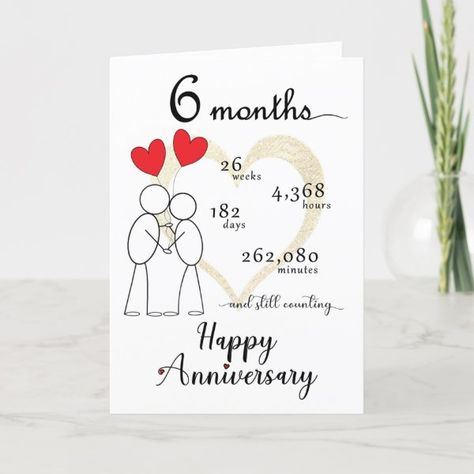 6th Month Anniversary Card with heart balloons 31st Wedding Anniversary, 49th Wedding Anniversary, 26th Wedding Anniversary, 29th Wedding Anniversary, 22nd Wedding Anniversary, 17th Wedding Anniversary, 6 Month Anniversary, 12th Wedding Anniversary, 18th Wedding Anniversary